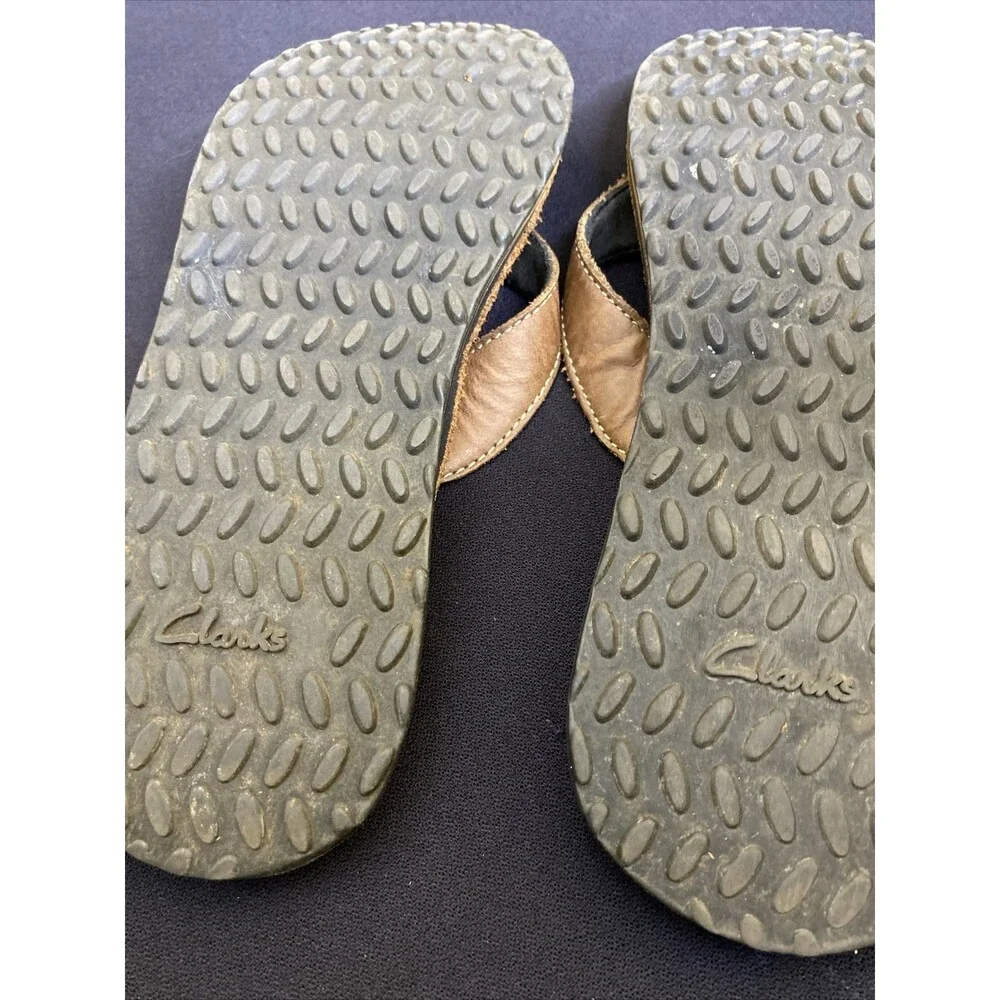 Clarks Womens  Sandals 9M Flip Flops 72162 Leather Upper  Brown Vacation